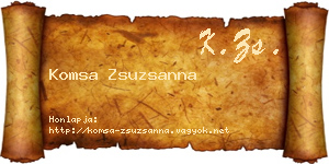 Komsa Zsuzsanna névjegykártya